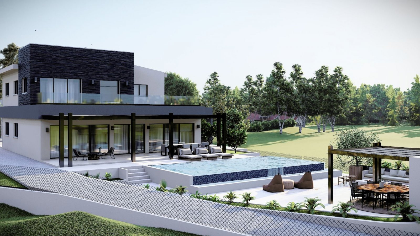 For sale: This modern, detached villa in the charming village of Polemi offers the perfect blend of comfort and style. Currently under construction, t