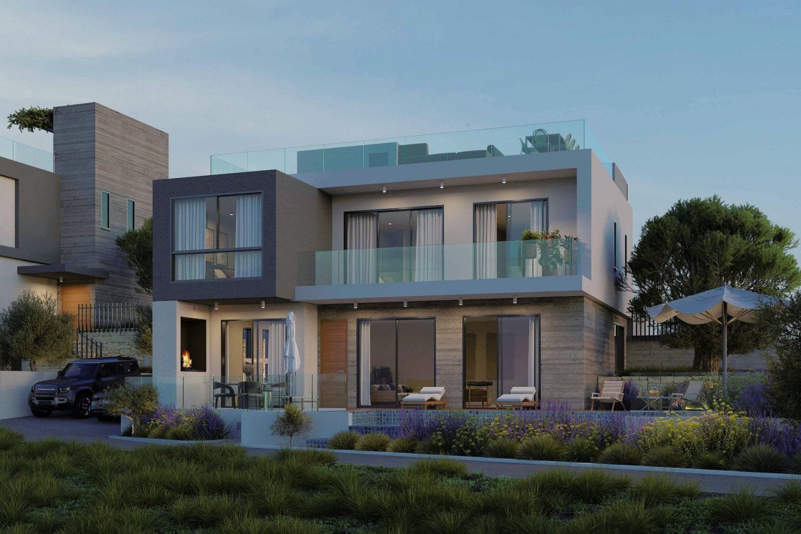 THIS PROJECT IS SUBJECT TO VAT
COMPLETION DATE: 18 MONTHS CONSTRUCTION PERIOD
INCLUDED:
SWIMMING POOL, UNDERFLOOR
HEATING, CONCEALED A/C, ROOF GAR