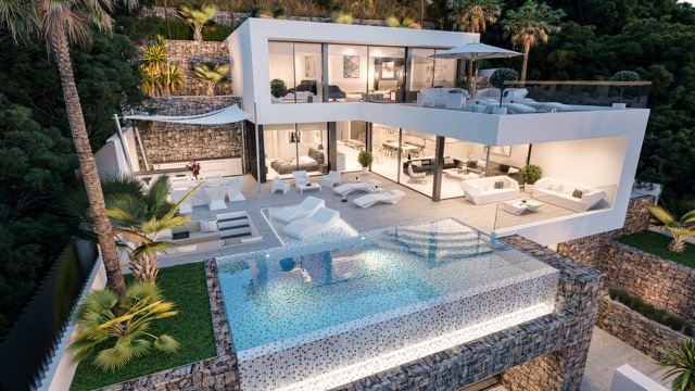 Luxus-Architektur mit Panorama-Glasfassaden und schwebendem Infinity-Pool - Ihr exklusives Wohnparadies mit atemberaubender Hangaussicht! Luxus-Architektur mit Panorama-Glasfassaden und schwebendem Infinity-Pool - Ihr exklusives Wohnparadies mit atemberaubender Hangaussicht!