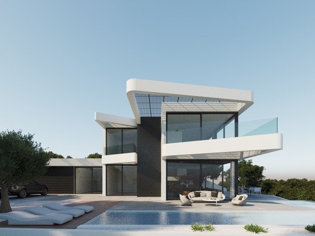 Architektur-Highlight: Moderne Design-Villa mit schwebendem Obergeschoss und Panorama-Glasfassaden Architektur-Highlight: Moderne Design-Villa mit schwebendem Obergeschoss und Panorama-Glasfassaden