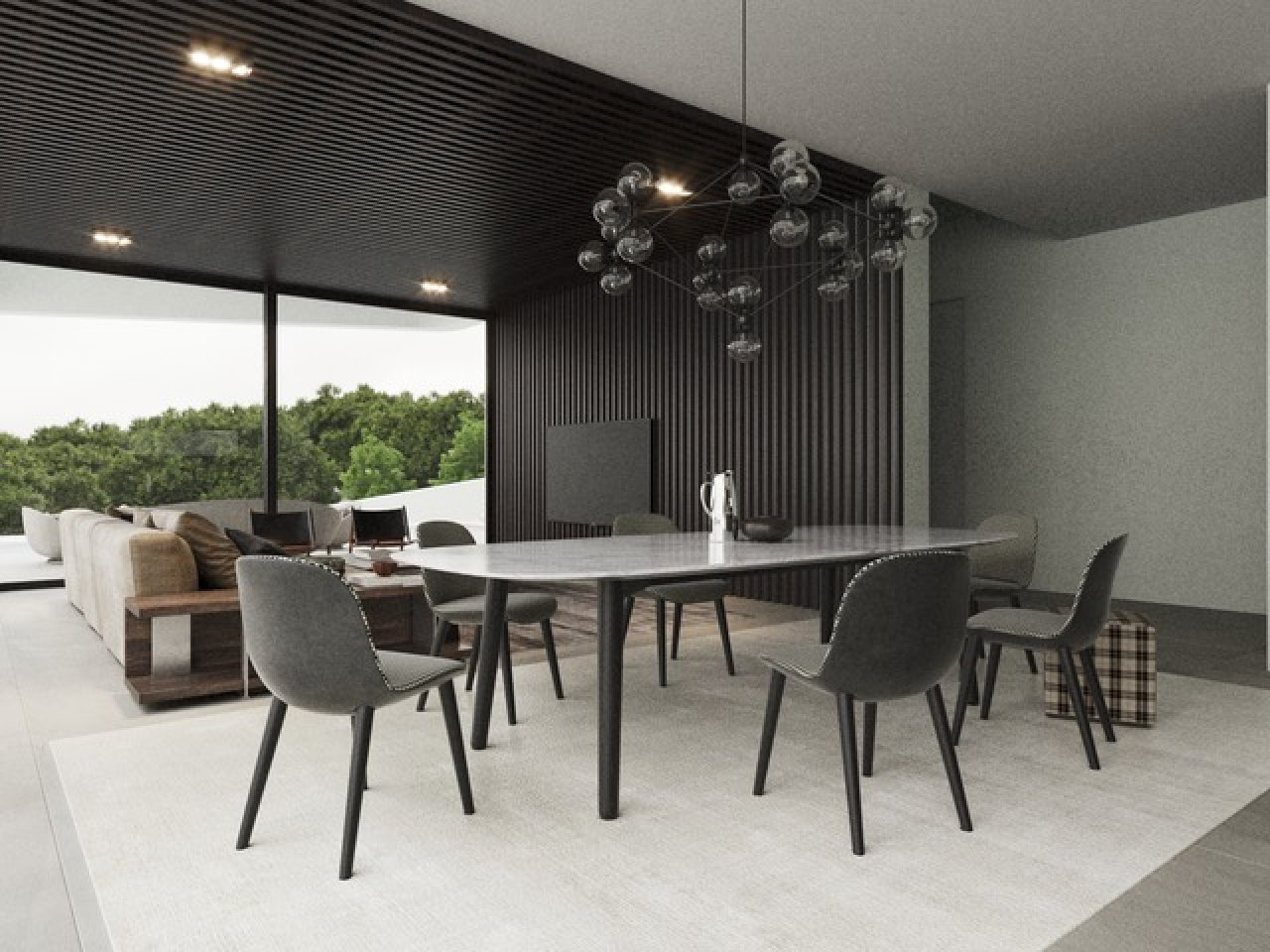 Lichtdurchfluteter Essbereich mit Panoramaverglasung - Moderne Architektur trifft Naturpanorama