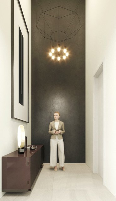 Designerflur mit Akzent: Moderne Lichtinszenierung und elegante Wandgestaltung Designerflur mit Akzent: Moderne Lichtinszenierung und elegante Wandgestaltung