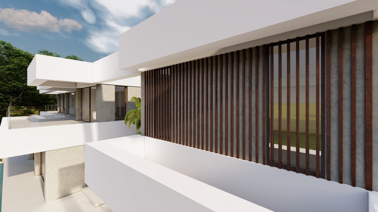 Architektur-Highlight: Moderne Designvilla mit eleganten Sichtschutz-Lamellen und lichtdurchfluteten Etagen Architektur-Highlight: Moderne Designvilla mit eleganten Sichtschutz-Lamellen und lichtdurchfluteten Etagen