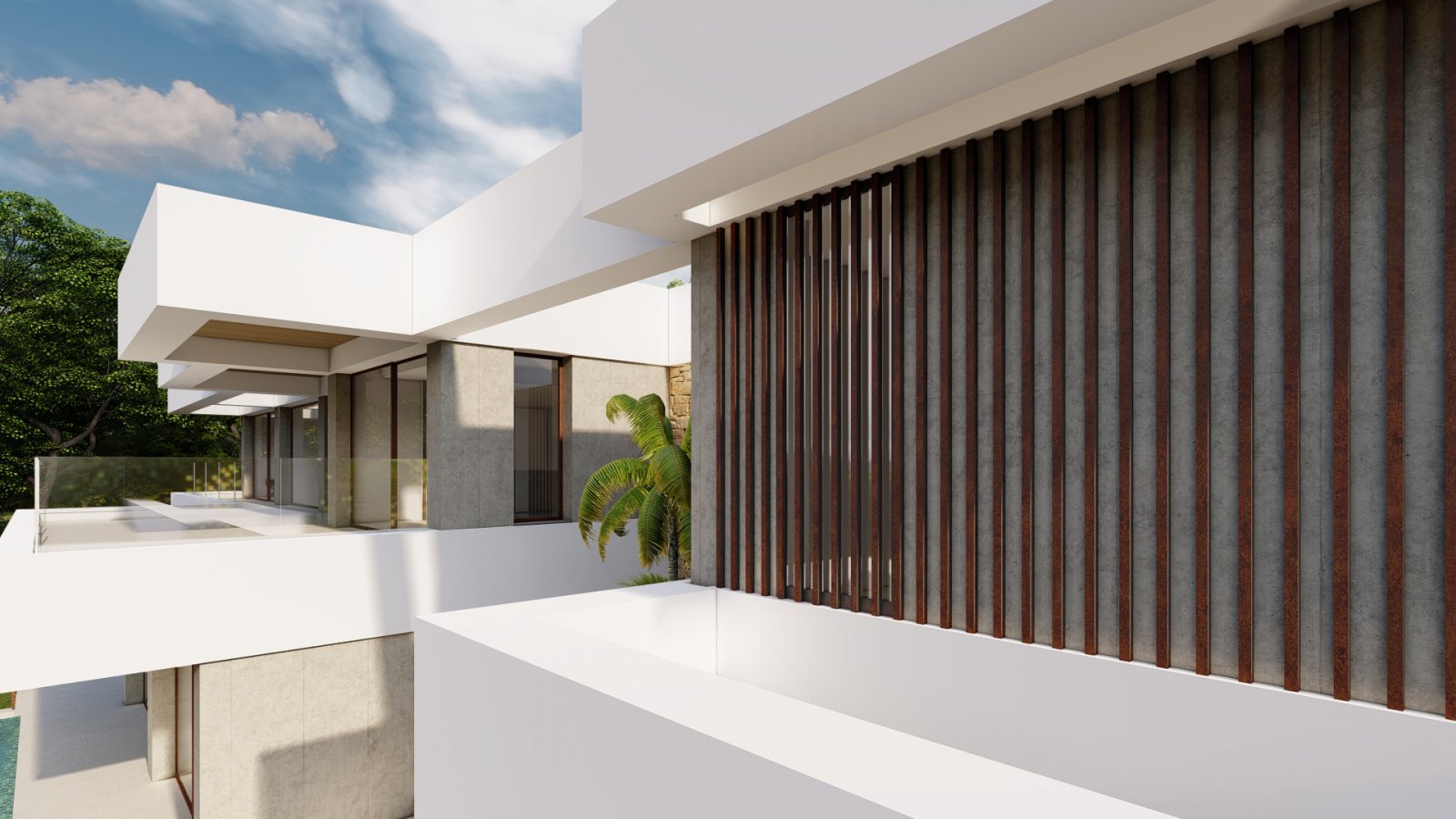Architektur-Highlight: Moderne Designvilla mit eleganten Sichtschutz-Lamellen und lichtdurchfluteten Glasfassaden Architektur-Highlight: Moderne Designvilla mit eleganten Sichtschutz-Lamellen und lichtdurchfluteten Glasfassaden