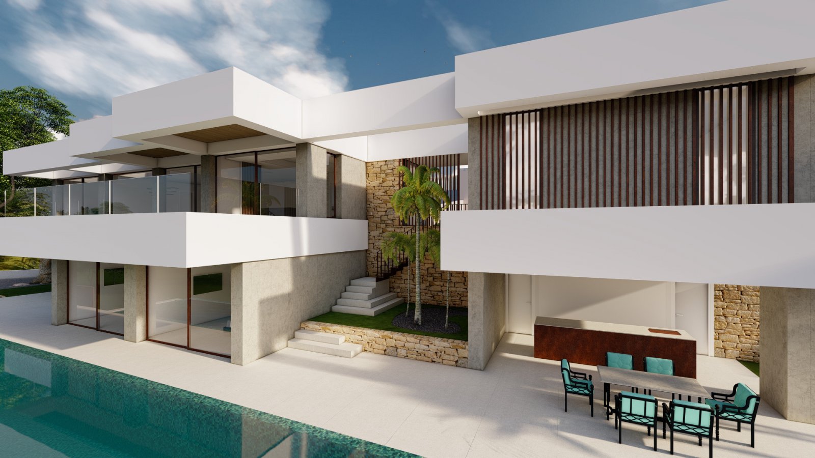 Luxuriöse Design-Villa mit Infinity-Pool und harmonischer Natursteinarchitektur Luxuriöse Design-Villa mit Infinity-Pool und harmonischer Natursteinarchitektur