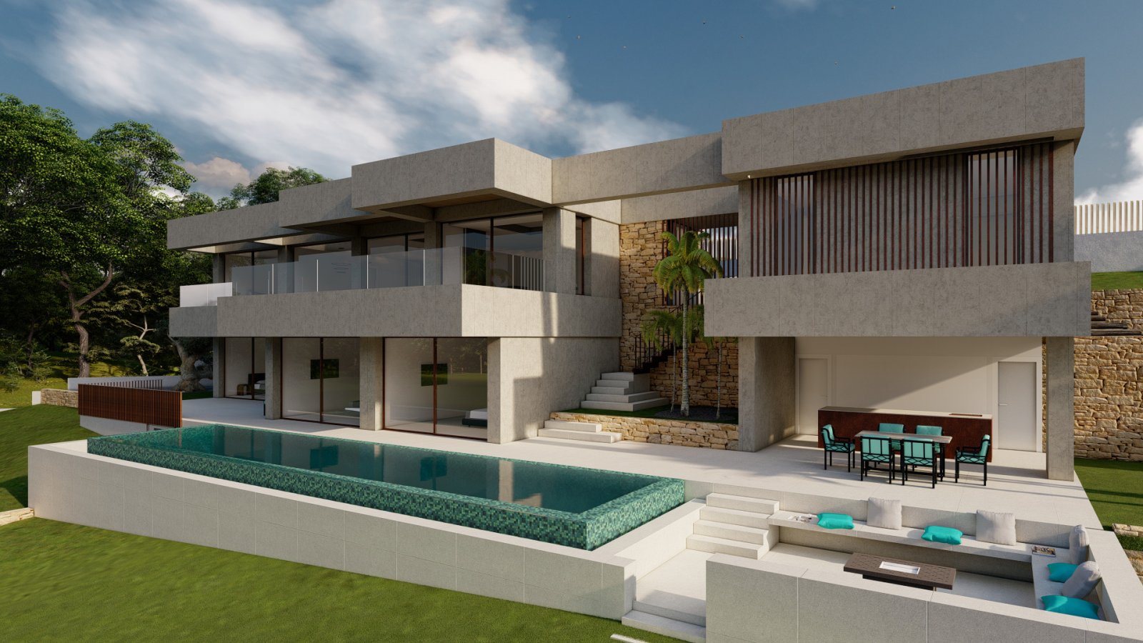 Luxuriöse Architekten-Villa mit Infinity-Pool und atemberaubender Hangaussicht Luxuriöse Architekten-Villa mit Infinity-Pool und atemberaubender Hangaussicht