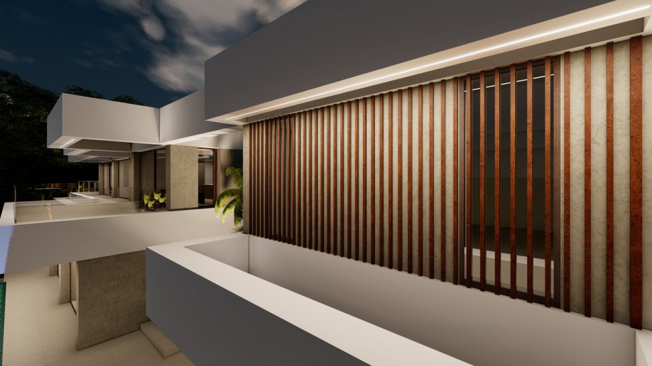 Architektonisches Highlight: Moderne Designvilla mit eleganter Holzlamellenfassade und durchdachter Lichtregie Architektonisches Highlight: Moderne Designvilla mit eleganter Holzlamellenfassade und durchdachter Lichtregie