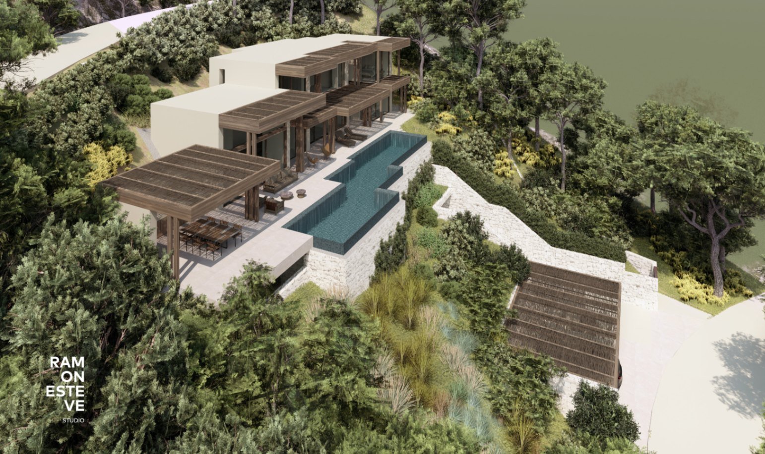 Luxus-Architektur im Einklang mit der Natur: Designervilla mit spektakulärem Infinity-Pool und harmonischer Terrassenlandschaft Luxus-Architektur im Einklang mit der Natur: Designervilla mit spektakulärem Infinity-Pool und harmonischer Terrassenlandschaft