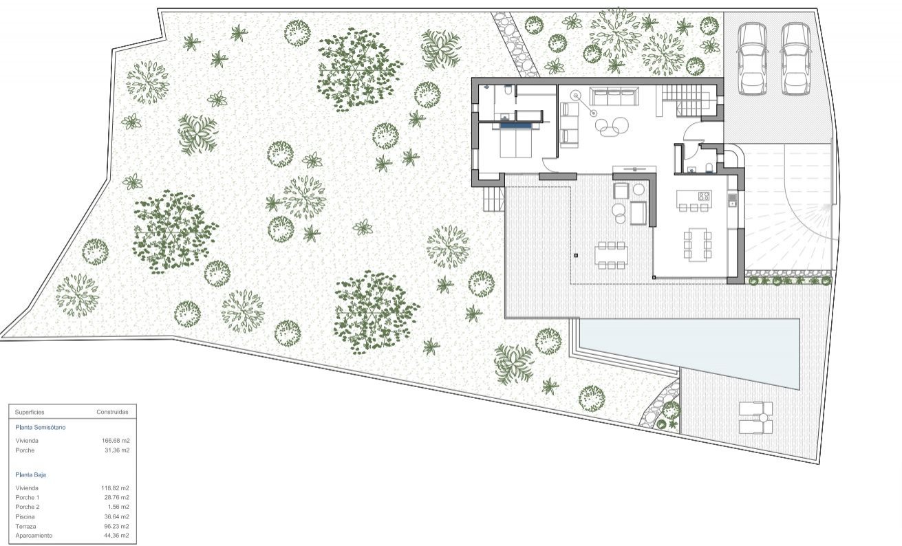 Intelligente Raumaufteilung: Architektonisch durchdachter Grundriss mit harmonischer Verbindung von Innen- und Außenbereich Intelligente Raumaufteilung: Architektonisch durchdachter Grundriss mit harmonischer Verbindung von Innen- und Außenbereich