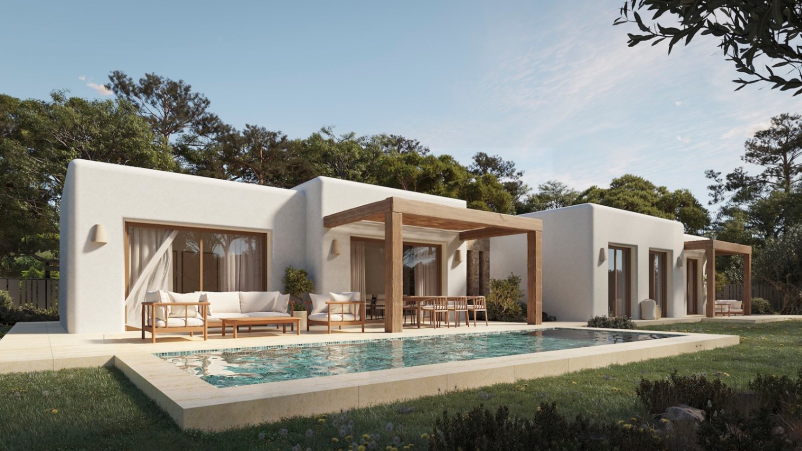 Modernes Poolhaus mit nahtlosem Indoor-Outdoor-Wohnkonzept - Architektur voller Lichtdurchflutung und eleganter Holzakzente Modernes Poolhaus mit nahtlosem Indoor-Outdoor-Wohnkonzept - Architektur voller Lichtdurchflutung und eleganter Holzakzente