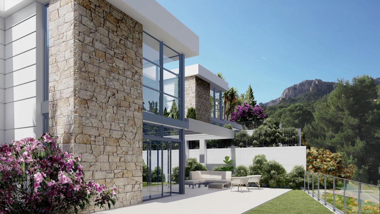 Modernes Architektur-Highlight: Luxusvilla mit Naturstein und Panoramaverglasung - Ihr exklusives Zuhause zwischen Bergen und Grün Modernes Architektur-Highlight: Luxusvilla mit Naturstein und Panoramaverglasung - Ihr exklusives Zuhause zwischen Bergen und Grün