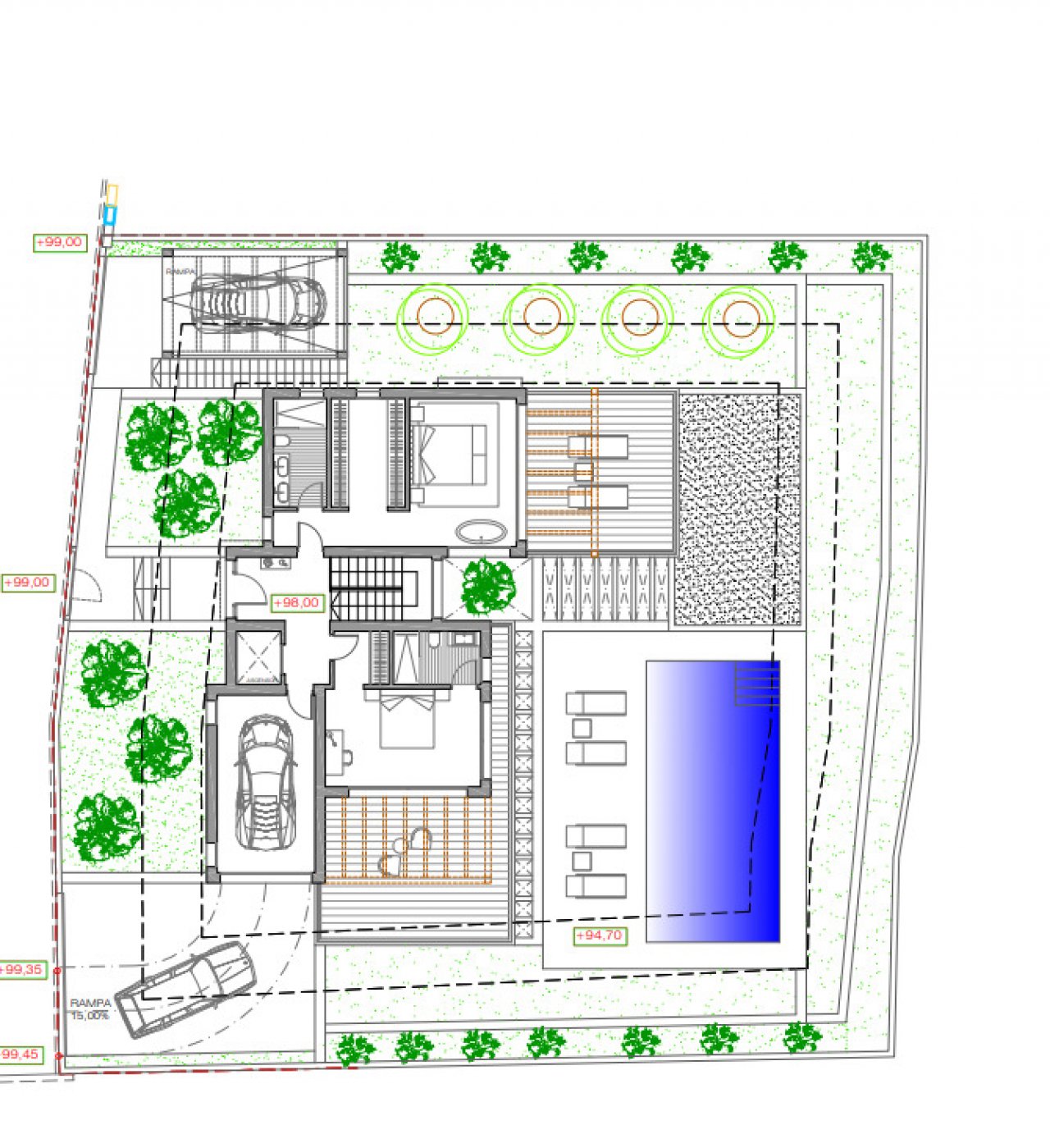 Intelligente Raumaufteilung: Architektonisch durchdachter Grundriss mit optimaler Flächennutzung und integriertem Poolbereich Intelligente Raumaufteilung: Architektonisch durchdachter Grundriss mit optimaler Flächennutzung und integriertem Poolbereich