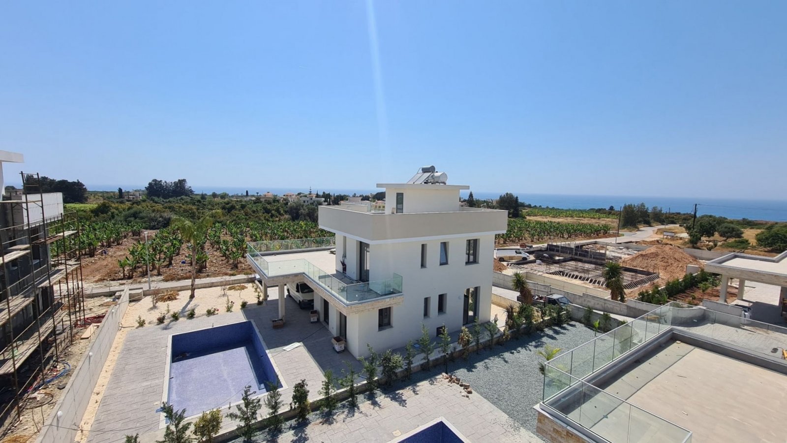 Ready For Delivery Brand New Modern Detached Villa in  Pegia Agios Georgios. The property includes a provision for Underfloor Heating, a fireplace...