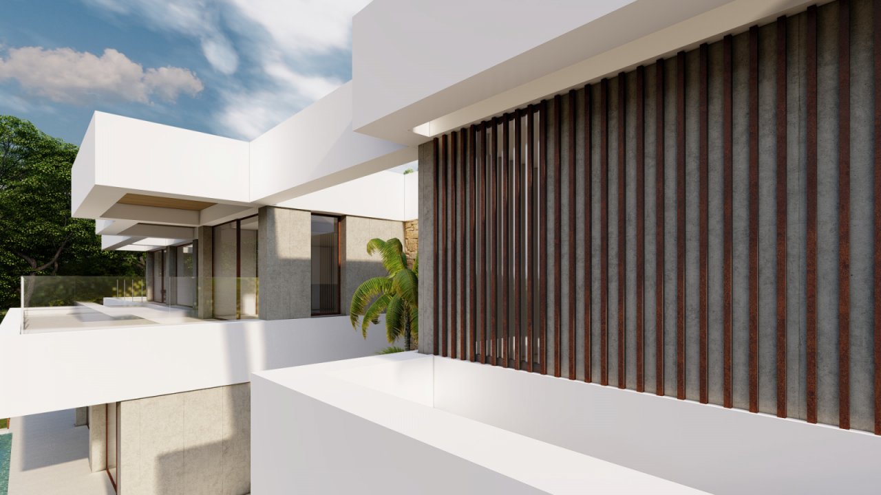 Architecture highlight: Modern design villa with elegant privacy louvers and light-filled glass facades Architecture highlight: Modern design villa with elegant privacy louvers and light-filled glass facades
