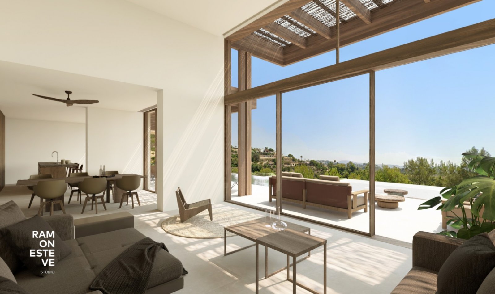 Brightly lit panoramic living environment with breathtaking wide-view terrace – modern architecture seamlessly blending indoor and outdoor spaces! Brightly lit panoramic living environment with breathtaking wide-view terrace – modern architecture seamlessly blending indoor and outdoor spaces!
