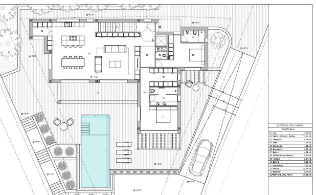 Smart space division: Thoughtful floor plan with optimal zoning and integrated pool area Smart space division: Thoughtful floor plan with optimal zoning and integrated pool area