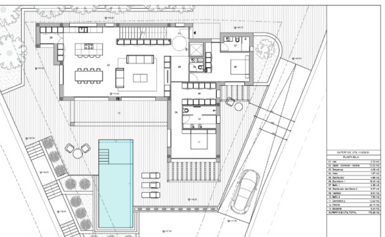 Smart space division: Thoughtful floor plan with optimal zoning and integrated pool area Smart space division: Thoughtful floor plan with optimal zoning and integrated pool area