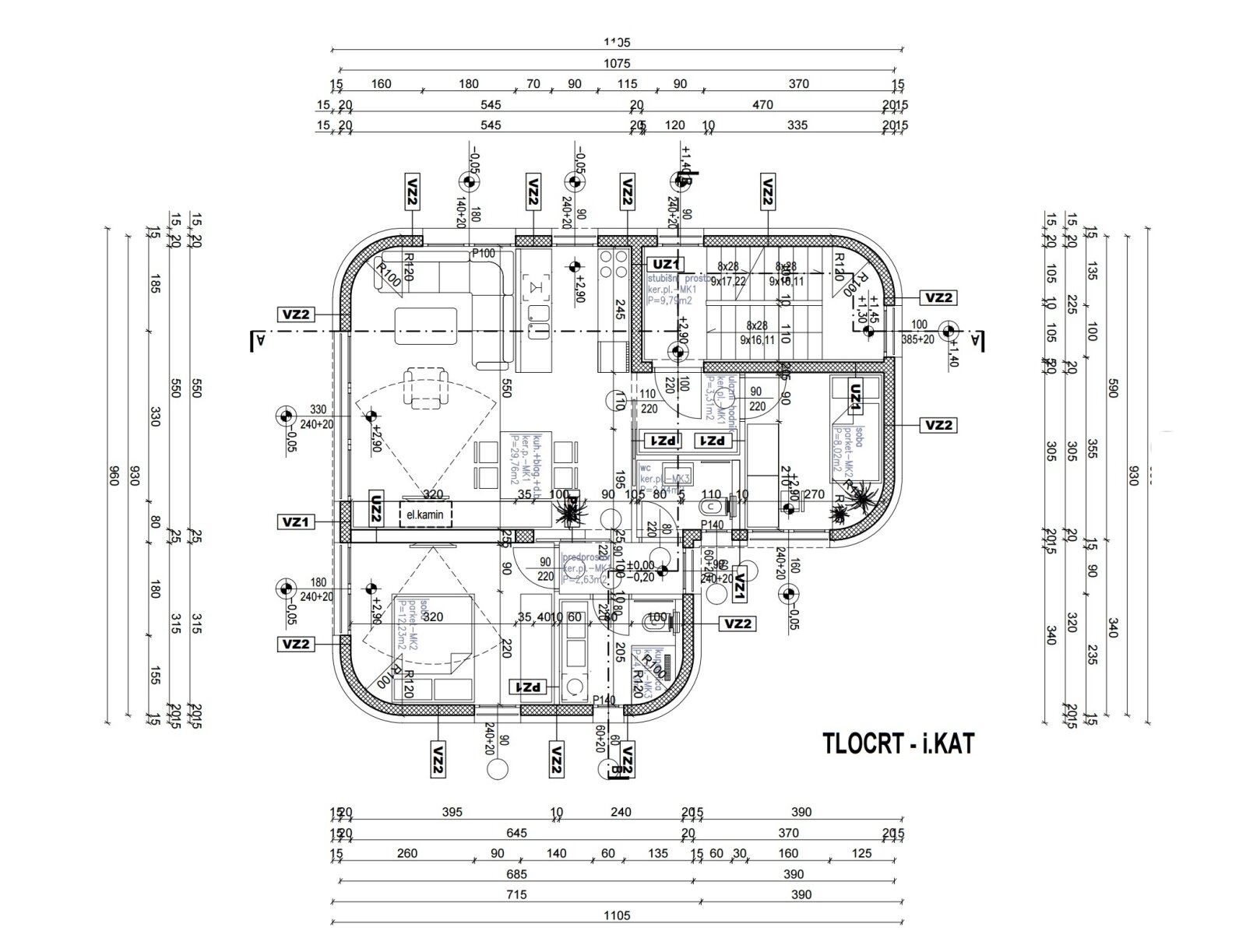 Baugrundstück mit Baugenehmigung in ruhiger Lage - Tisno