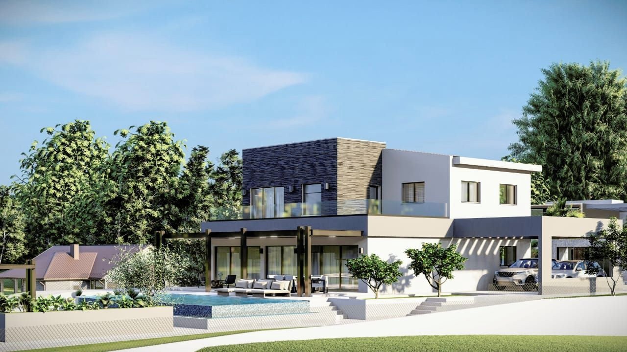 For sale: This modern, detached villa in the charming village of Polemi offers the perfect blend of comfort and style. Currently under construction, t