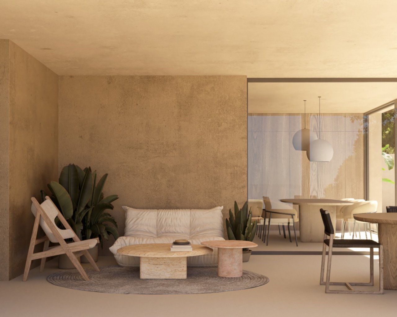 Espacioso salón-comedor con mucha luz, concepto de espacio abierto y amplias ventanas Espacioso salón-comedor con mucha luz, concepto de espacio abierto y amplias ventanas
