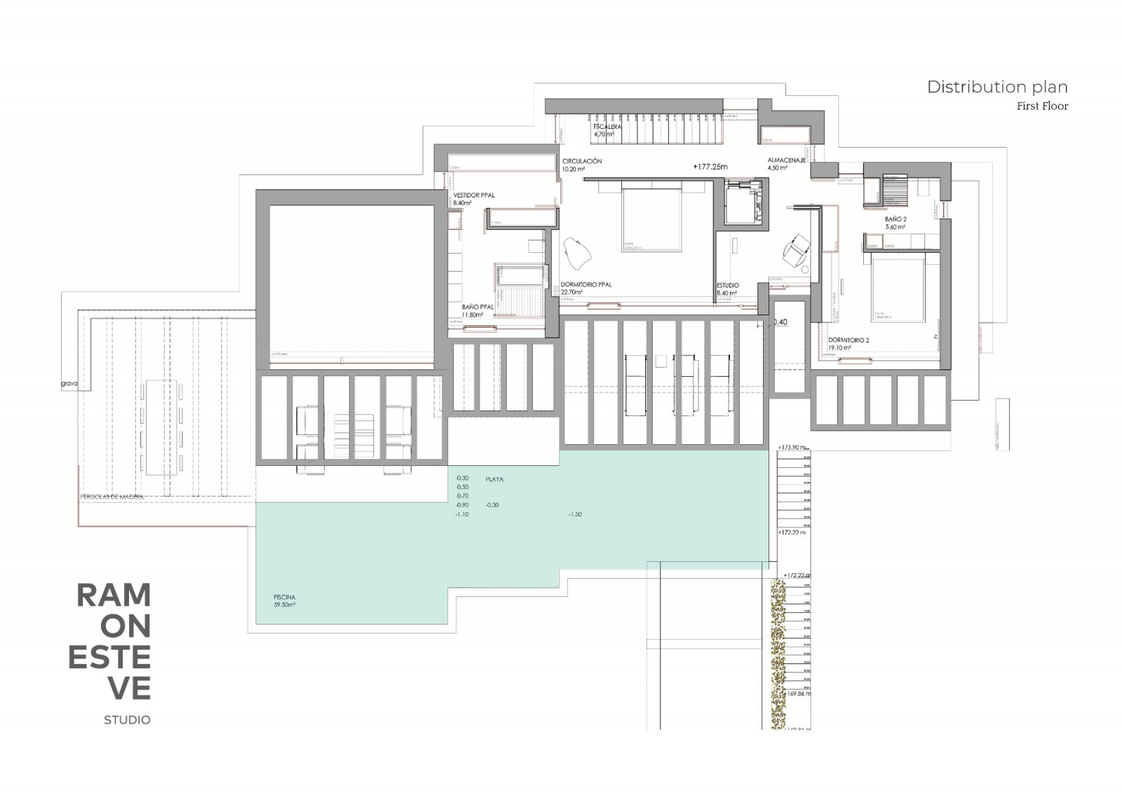 Cette élégante villa design s’étend sur quatre étages, reliés de manière transparente par un escalier intérieur et un ascenseur. Son orientation su...