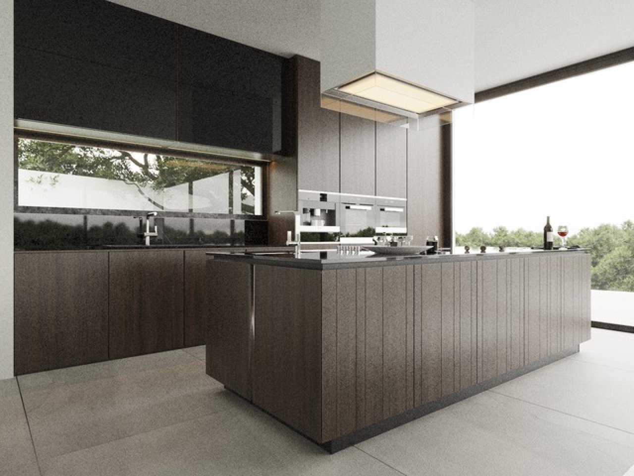 Cuisine en loft avec vitrage panoramique : cuisiner entre intérieur et extérieur Cuisine en loft avec vitrage panoramique : cuisiner entre intérieur et extérieur