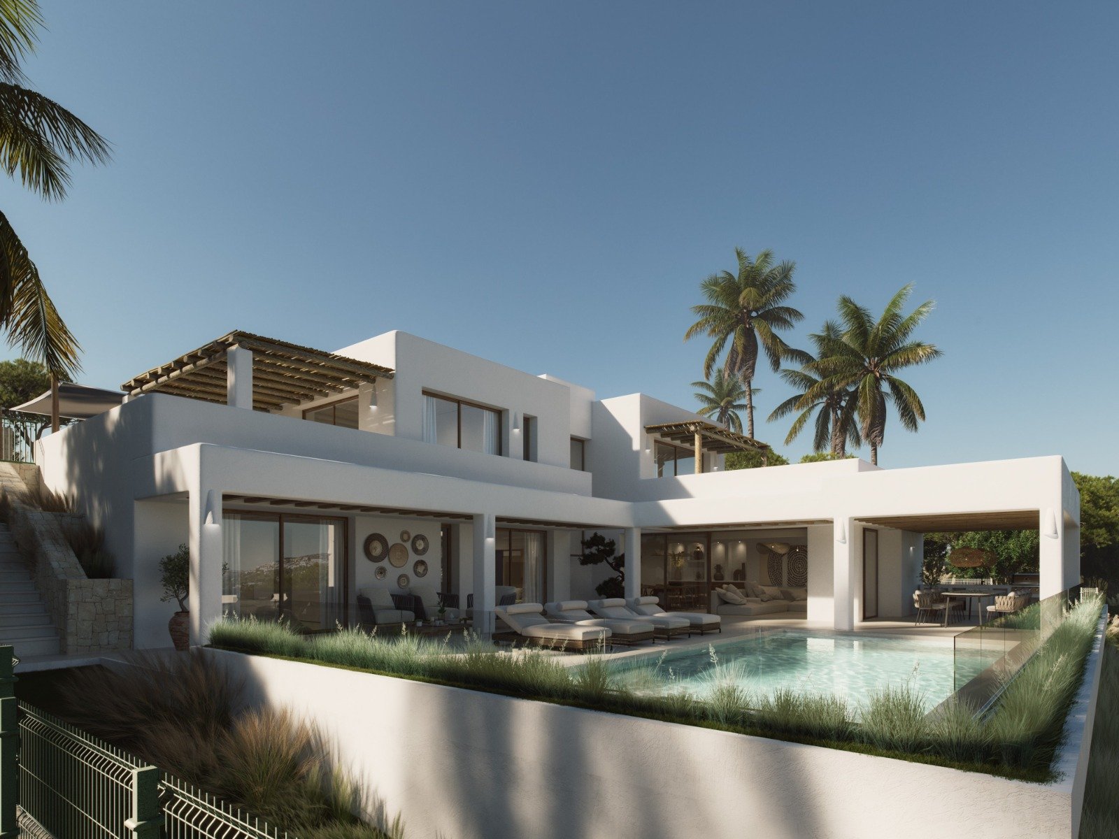 Oasis de luxe avec vue sur la mer : Villa design moderne avec espace piscine intégré de manière fluide et plantation tropicale Oasis de luxe avec vue sur la mer : Villa design moderne avec espace piscine intégré de manière fluide et plantation tropicale