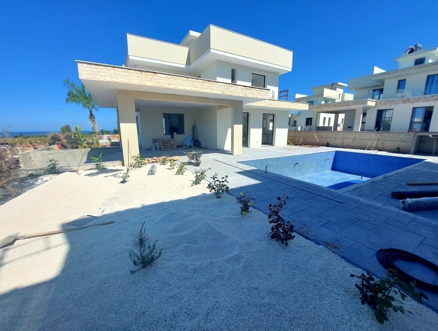 Ready For Delivery Brand New Modern Detached Villa in Pegia Agios Georgios.
The property includes a provision for Underfloor Heating, a fireplace,