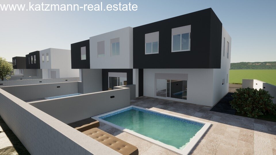 Moderne Doppelhaushälfte mit Pool - Vodice