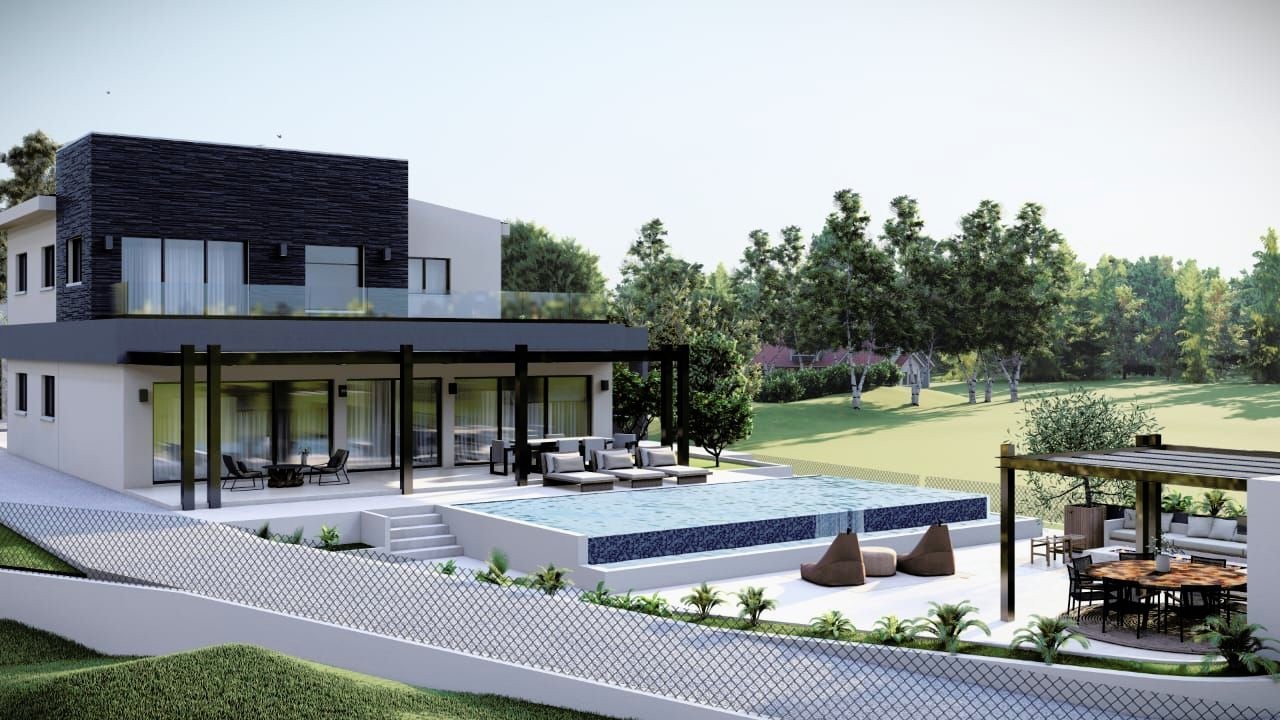 For sale: This modern, detached villa in the charming village of Polemi offers the perfect blend of comfort and style. Currently under construction, t