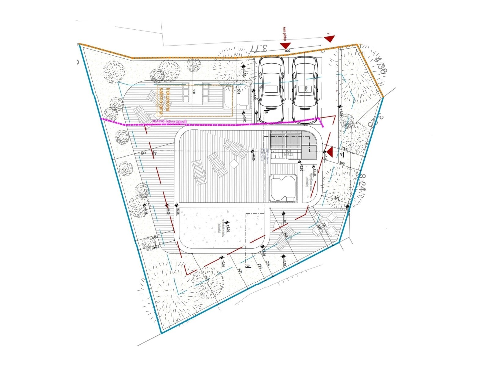 Baugrundstück mit Baugenehmigung in ruhiger Lage - Tisno