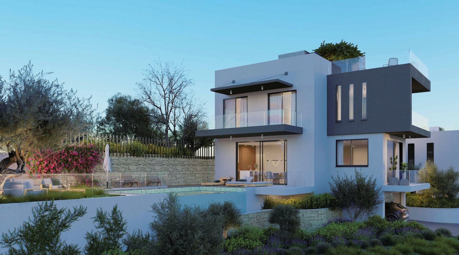THIS PROJECT IS SUBJECT TO VAT
COMPLETION DATE: 18 MONTHS CONSTRUCTION PERIOD
INCLUDED:
SWIMMING POOL, UNDERFLOOR
HEATING, CONCEALED A/C, ROOF GAR